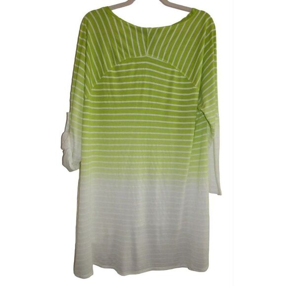 NWT Grace Elements Green & White Stripe Dip Dye Top XL - Picture 4 of 6